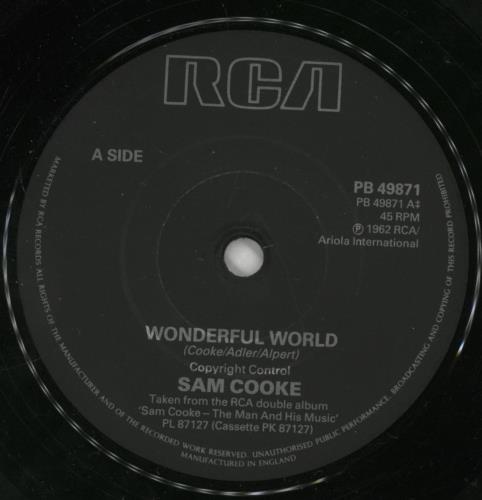 Sam Cooke Wonderful World - P/S 7" vinyl single (7 inch record / 45) UK SAK07WO408877