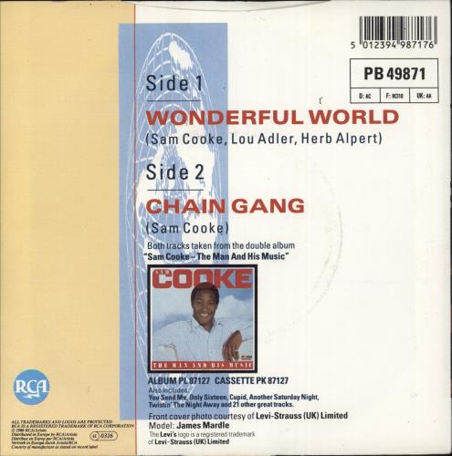 Sam Cooke Wonderful World - P/S 7" vinyl single (7 inch record / 45) UK SAK07WO408877