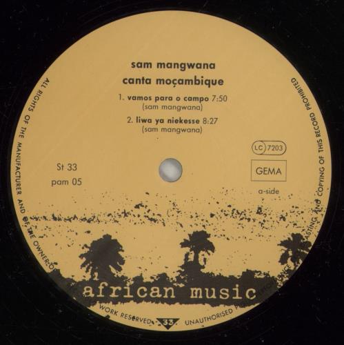 Sam Mangwana Canta Mocambique vinyl LP album (LP record) German 8A7LPCA882767