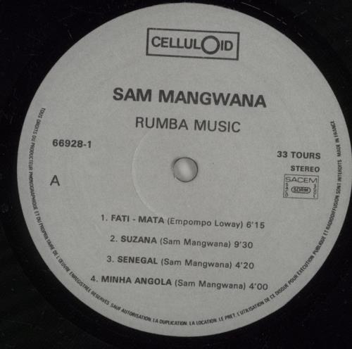 Sam Mangwana Rumba Music vinyl LP album (LP record) French 8A7LPRU881663
