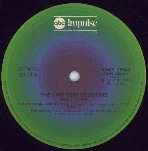 Sam Rivers The Live Trio Sessions 2-LP vinyl record set (Double LP Album) Italian 1SR2LTH807456