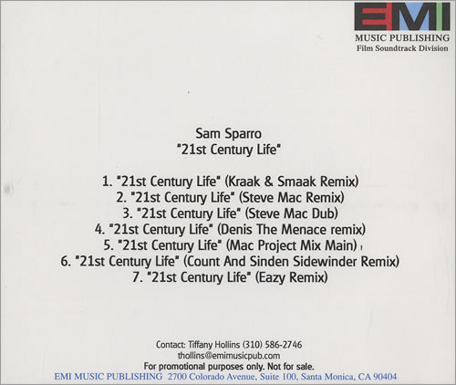 Sam Sparro 21st Century Life Remixes CD-R acetate US S1PCRST481495