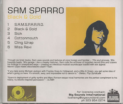 Sam Sparro Black & Gold CD-R acetate US S1PCRBL487563