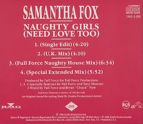 Samantha Fox Naughty Girls CD single (CD5 / 5") US FOXC5NA66135