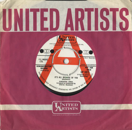 Samantha Jones It's All Because Of You 7" vinyl single (7 inch record / 45) UK S1I07IT473251