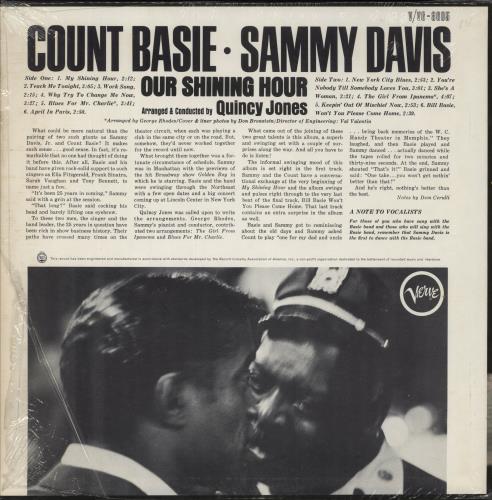 Sammy Davis Jr & Count Basie Our Shining Hour vinyl LP album (LP record) US WGQLPOU875707