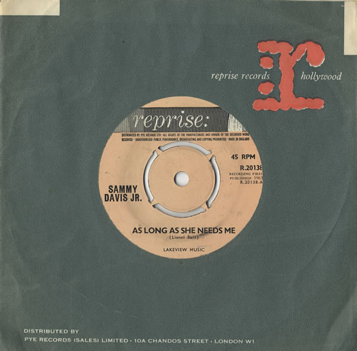 Sammy Davis Jr As Long As She Needs Me 7" vinyl single (7 inch record / 45) UK SJ507AS474643