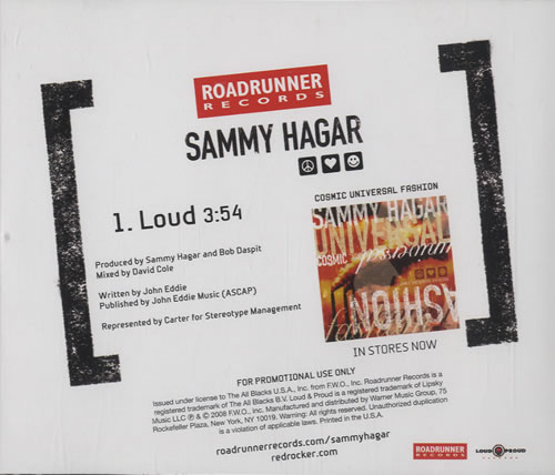 Sammy Hagar Loud CD single (CD5 / 5") US HGAC5LO465909