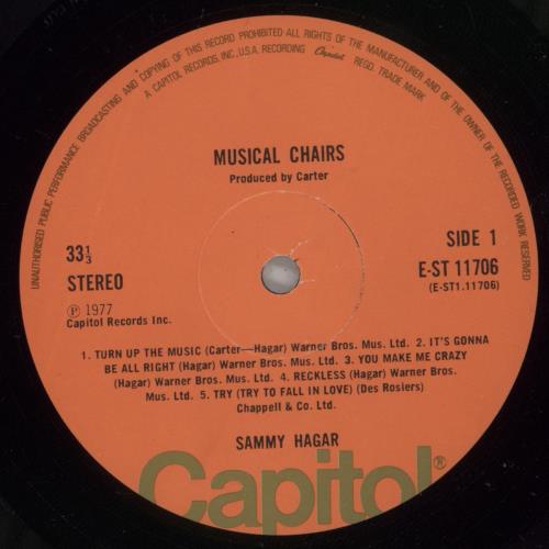 Sammy Hagar Musical Chairs vinyl LP album (LP record) UK HGALPMU358298