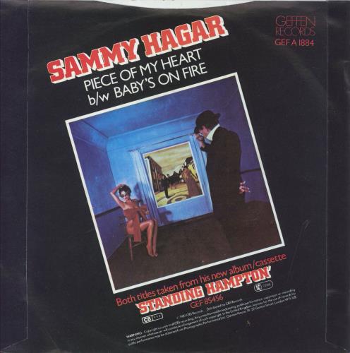 Sammy Hagar Piece Of My Heart 7" vinyl single (7 inch record / 45) UK HGA07PI829593