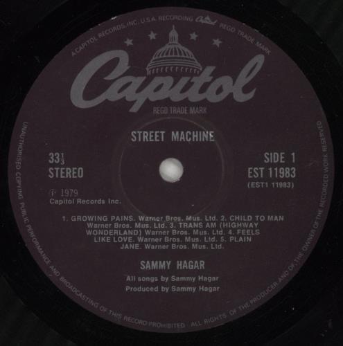 Sammy Hagar Street Machine vinyl LP album (LP record) UK HGALPST504181