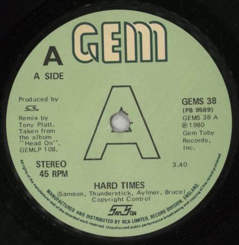 Samson Hard Times 7" vinyl single (7 inch record / 45) UK SAM07HA591732