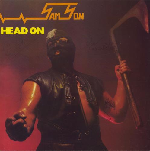 Samson Head On - Fully Autographed vinyl LP album (LP record) UK SAMLPHE803221