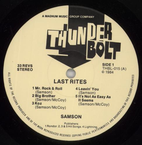 Samson Last Rites vinyl LP album (LP record) UK SAMLPLA514334