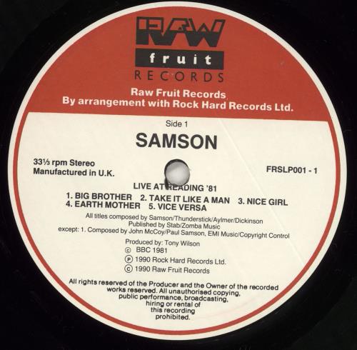 Samson Live At Reading '81 vinyl LP album (LP record) UK SAMLPLI252783