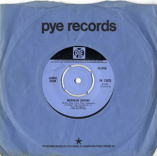 Sandie Shaw Monsieur Dupont 7" vinyl single (7 inch record / 45) UK SDI07MO615707