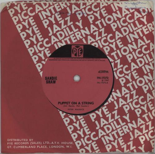 Sandie Shaw Puppet On A String - 1st - Solid 7" vinyl single (7 inch record / 45) UK SDI07PU663923