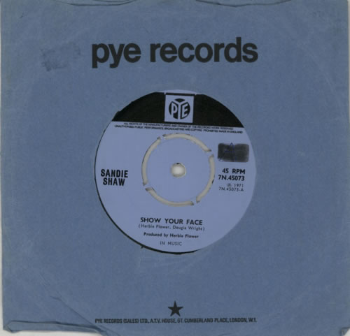 Sandie Shaw Show Your Face 7" vinyl single (7 inch record / 45) UK SDI07SH586077