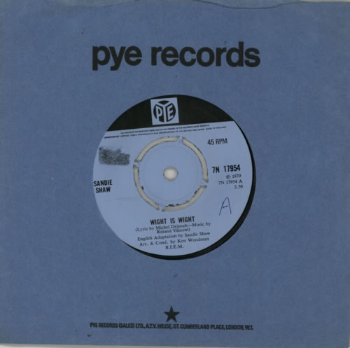 Sandie Shaw Wight Is Wight 7" vinyl single (7 inch record / 45) UK SDI07WI586076