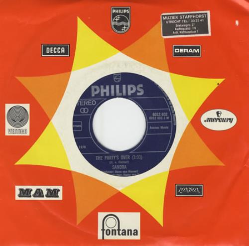 Sandra Reemer The Party's Over 7" vinyl single (7 inch record / 45) Dutch 1SA07TH405603