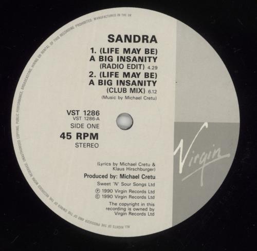 Sandra A Big Insanity 12" vinyl single (12 inch record / Maxi-single) UK SAN12AB06951