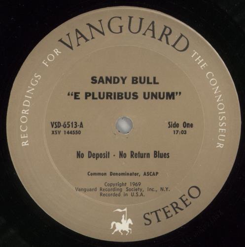 Sandy Bull E Pluribus Unum vinyl LP album (LP record) US YULLPEP871462