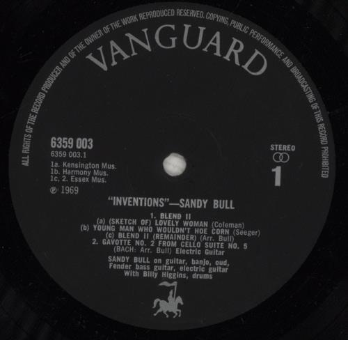 Sandy Bull Inventions vinyl LP album (LP record) UK YULLPIN856001