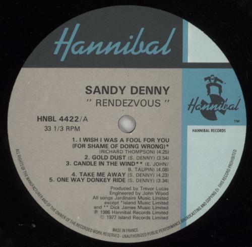 Sandy Denny Rendezvous vinyl LP album (LP record) UK SNYLPRE422463