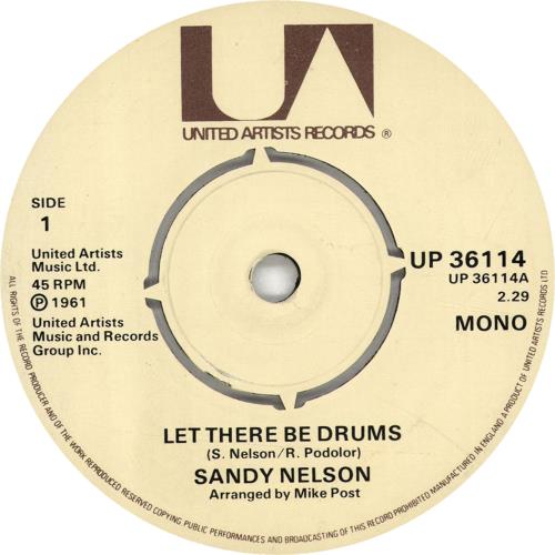 Sandy Nelson Let There Be Drums 7" vinyl single (7 inch record / 45) UK SDN07LE702799