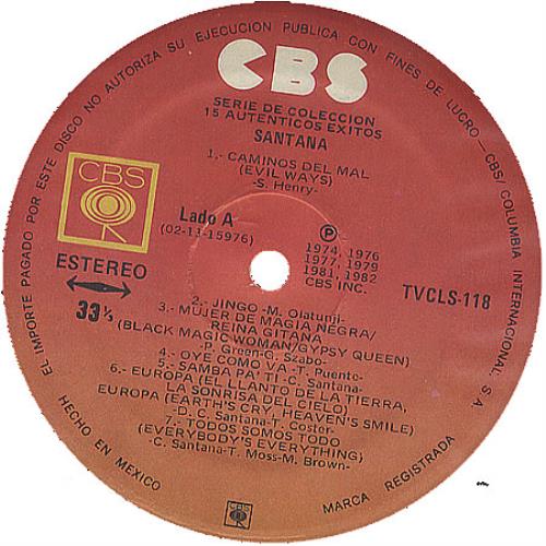 Santana 15 Autenticos Exitos vinyl LP album (LP record) Mexican SNTLPAU59163