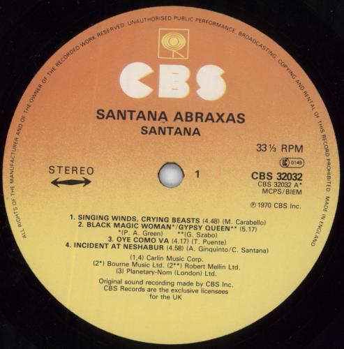 Santana Abraxas - graduated orange label vinyl LP album (LP record) UK SNTLPAB766098