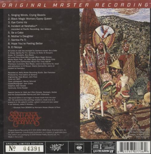 Santana Abraxas CD album (CDLP) US SNTCDAB863060