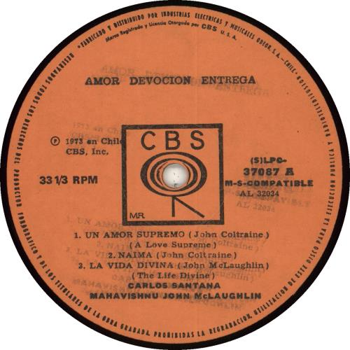 Santana Amor Devocion Entrega vinyl LP album (LP record) Chile SNTLPAM707764