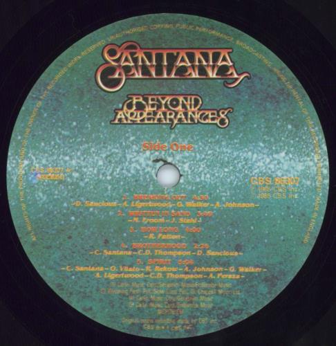 Santana Beyond Appearances vinyl LP album (LP record) UK SNTLPBE314023
