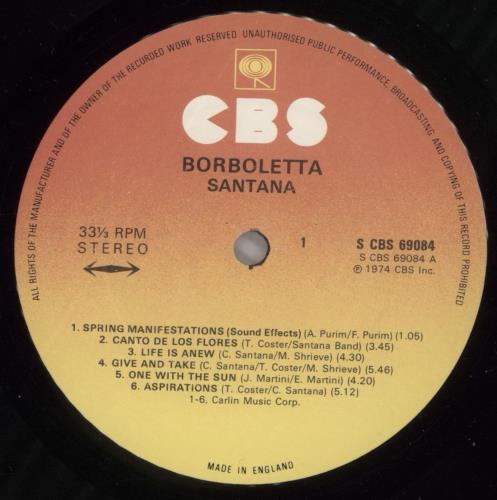 Santana Borboletta - 2nd vinyl LP album (LP record) UK SNTLPBO698826