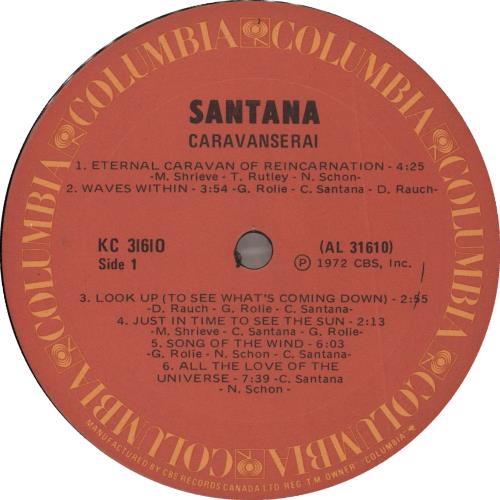 Santana Caravanserai vinyl LP album (LP record) US SNTLPCA707384