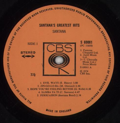 Santana Greatest Hits - 1st vinyl LP album (LP record) UK SNTLPGR332849
