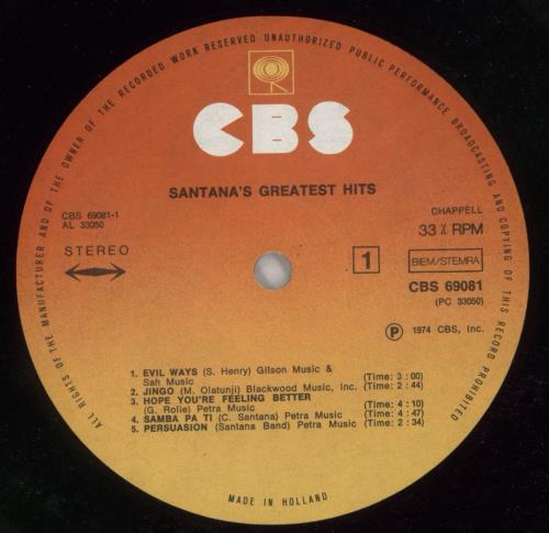 Santana Greatest Hits vinyl LP album (LP record) Dutch SNTLPGR869610