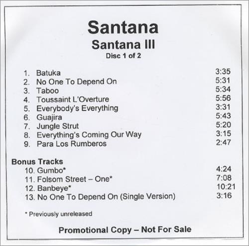 Santana Santana III CD-R acetate US SNTCRSA413041