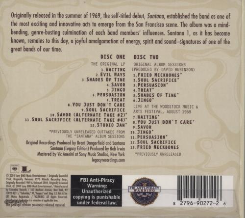 Santana Santana 2 CD album set (Double CD) UK SNT2CSA866497