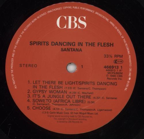 Santana Spirits Dancing In The Flesh vinyl LP album (LP record) UK SNTLPSP196209