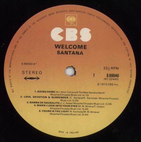 Santana Welcome vinyl LP album (LP record) UK SNTLPWE210297