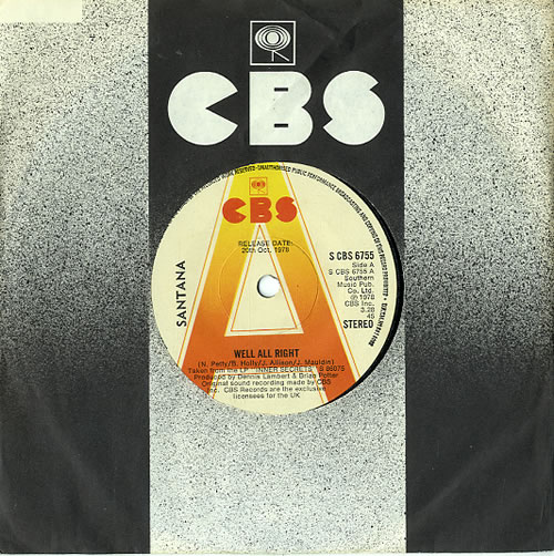 Santana Well All Right 7" vinyl single (7 inch record / 45) UK SNT07WE629112