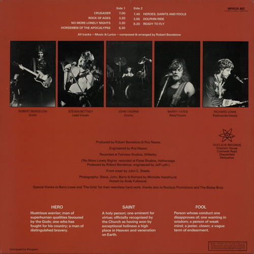 Saracen Heroes, Saints & Fools vinyl LP album (LP record) UK VFRLPHE581426