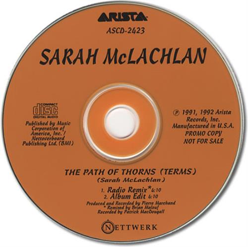 Sarah McLachlan The Path Of Thorns (Terms) CD single (CD5 / 5") US MCLC5TH94923