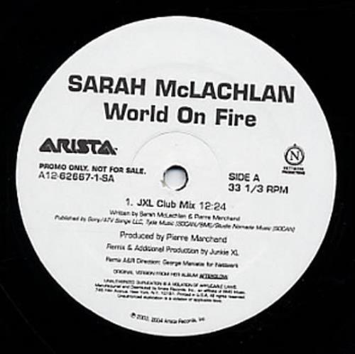 Sarah McLachlan World On Fire 12" vinyl single (12 inch record / Maxi-single) US MCL12WO293687