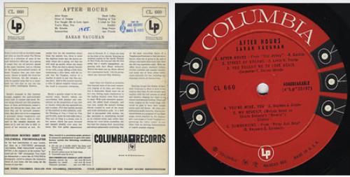 Sarah Vaughan After Hours With Sarah Vaughan vinyl LP album (LP record) US VAALPAF361111