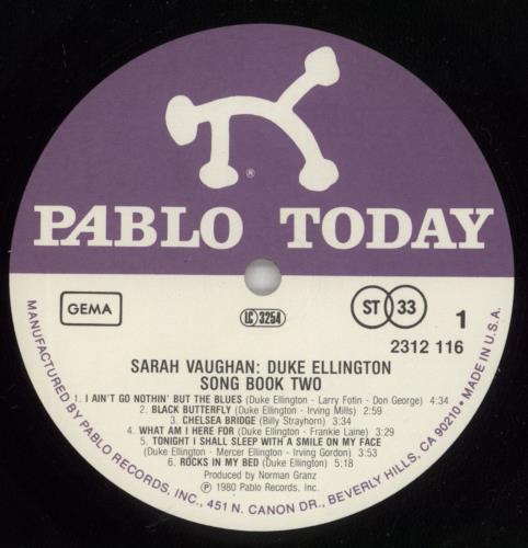 Sarah Vaughan Duke Ellington Song Book Two vinyl LP album (LP record) US VAALPDU878843