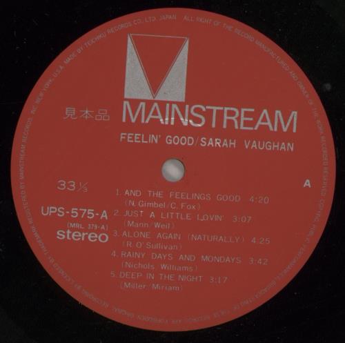 Sarah Vaughan Feelin' Good vinyl LP album (LP record) Japanese VAALPFE873836