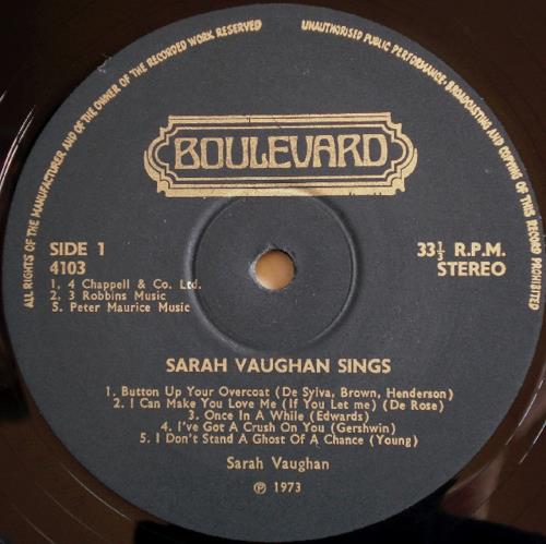 Sarah Vaughan Sarah Vaughan Sings - 2nd vinyl LP album (LP record) UK VAALPSA671570
